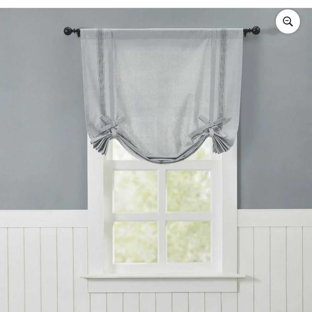 BH&G 42" W x 63" L  Light Filtering Cotton Balloon Shade Curtain, Soft Silver,